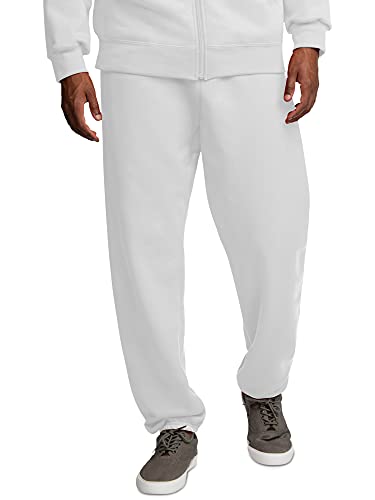 Fruit of the Loom mens Eversoft Fleece & Joggers (Regular Big Man) Sweatpants, Elastic Bottom - White, Medium US