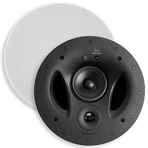 Polk Audio 90-RT 3-Way In-Ceiling-Speaker - The Vanishing Series | Perfect for Mains, Rear or Side-Surrounds | Paintable Wafer-Thin Sheer-Grille | Dual Band-Pass Bass Ports - Low Frequencies,White