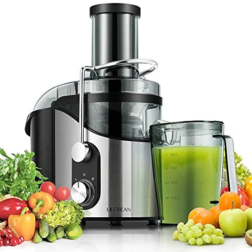 Ultrean Juicer Machine, 800w Juicer with Big Mouth 3 Feed Chute, Dual Speeds Centrifugal Juice Maker for Fruits and Veggies, Easy to Clean and BPA Free