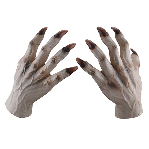 FREE BEAUTY Halloween Party Scary Moster Skeleton Bone Claw Hand Reaper Gloves Costume Adult