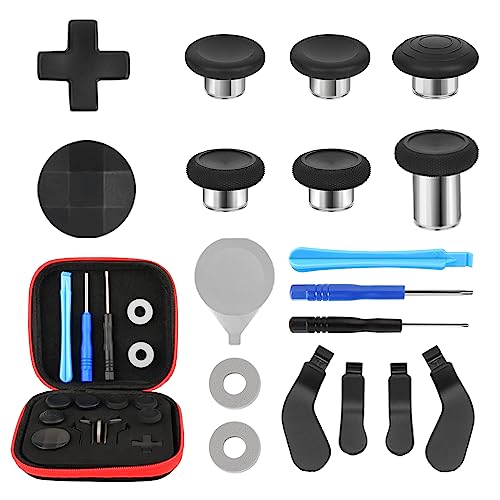 Elite Series 2 Accessories - Metal Thumbsticks Replacement for Xbox One Elite Series 2 Core,18 in 1 Component Pack Includes Paddles,D-Pad,Joysticks,Precision Rings, Repair Kit for Elite Controller