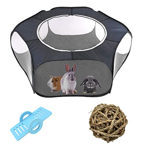 Hamster Playpen with Cover, Large - Foldable Exercise Playpen, Breathable and Transparent Pet Cage Fence Indoor/Outdoor for Guinea Pigs Hedgehogs Gerbils Dwarf Rabbits Bunny Chinchillas Rats