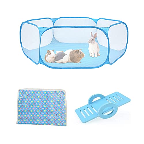 Rat Fence,Mouse Playpen,Hamster Playpen with Mat,Breathable & Transparent Pet Playpen for Bunny,Rabbit,Chinchilla,Hedgehog,Guinea Pig,Foldable and Easy to Carry