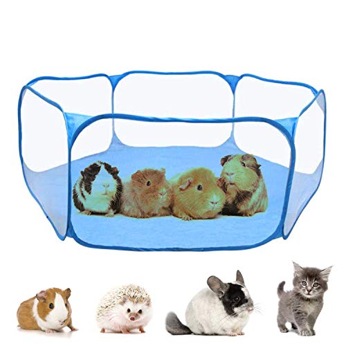 Rypet Guinea Pig Playpen - Breathable & Transparent Pet Playpen Pop Open Outdoor/Indoor Exercise Fence, Portable Yard Fence for Guinea Pig, Rabbits, Hamster, Chinchillas and Hedgehogs