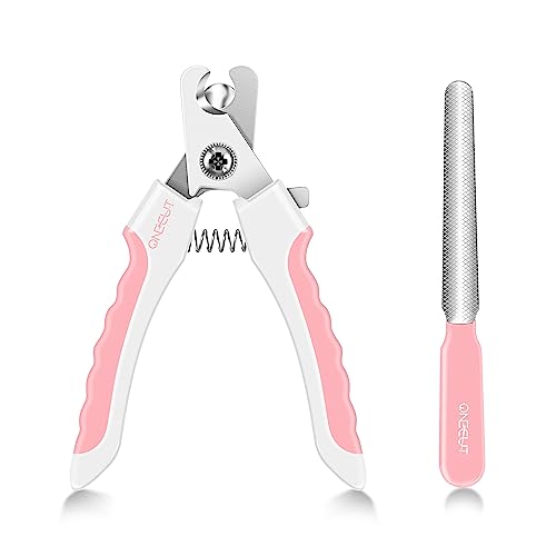OneCut 6" Dog Nail Clippers for Small, Medium and Large Breed Professional Pet Nail Trimmers -Suitable for Cats, Rabbits and Guinea Pigs with Safety Guard to Avoid Over Cutting (Pink)