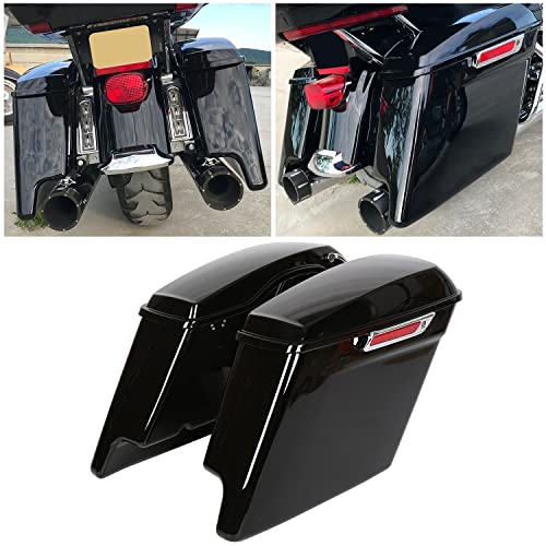 Black 5" Extended Stretched Hard Saddle Bags For 2014-2021 Harley Touring Electra Glide Road King Street