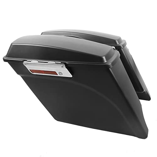 XFMT Motorcycle Stretched Saddlebags 5" Extended Hard Saddle Bags For Harley Touring Road King Street Glide Road Glide Electra Glide Ultra Classic 1993-2013, Matte Black