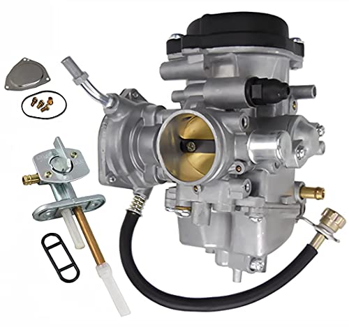 Auto-Moto YFM400 Carburetor Fits for Yamaha Grizzly 450 Carb YFM450 YFM 450 Big Bear 400 2X4 4X4 YFM400 with Fuel Tank Switch Valve Petcock