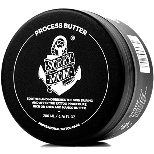 Sorry Mom Tattoo Butter - Soothing Tattoo Balm - Process Tattoo Glide for Before, During & Tattoo Aftercare - Tattoo Ointment & Aftercare Tattoo Cream - Tattoo Healing Cream - Tattoo Brightener 6.76oz