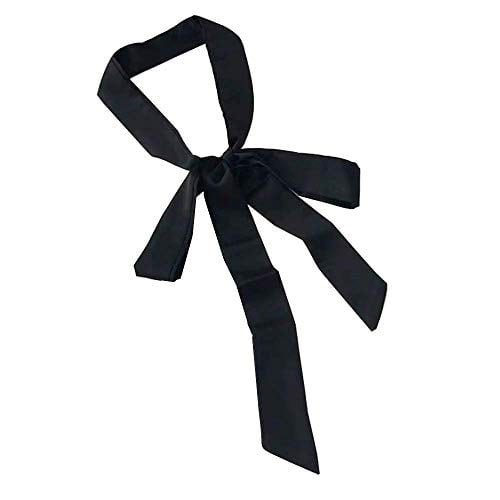 Stylish Soft Scarf Ribbon Scarf Long Skinny Satin Belt Sash Necktie Neck Scarf Choker for Women (Black)