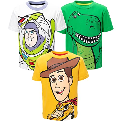 Disney Pixar Toy Story Buzz Lightyear Woody Rex Little Boys 3 Pack Graphic T-Shirts 6