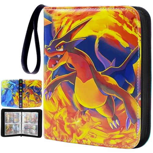 Card Binder Cards Holder 4-Pocket - Trading Card Games Collection Binder Case Book Fits 440 Cards with 50 Removable Sleeves Display Storage Carrying Case for TCG