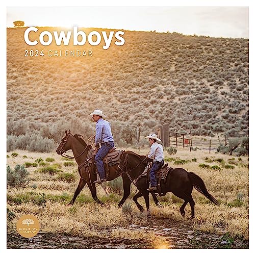 2024 Cowboys Monthly Wall Calendar by Bright Day, 12 x 12 Inch Manly Working Sport