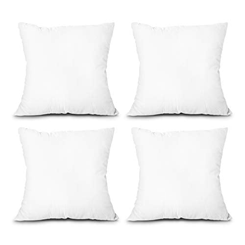 EDOW Throw Pillow Inserts, Set of 4 Lightweight Down Alternative Polyester Pillow, Couch Cushion, Sham Stuffer, Machine Washable. (White, 26x26)