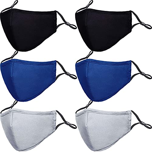 PAGE ONE Kids Reusable Washable 3 Layer Cloth Face Mask with Adjustable Ear Protection Loops for Girls Boys Children Gift/6pc