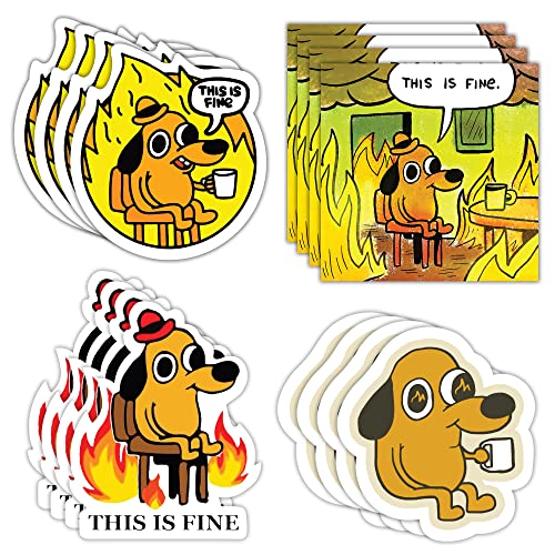 GRITKULTURE This is Fine Morale Meme Sticker Assorted 16 Pack for Cars, Trucks, Windows, Scrapbooking, Laptop in Support of Military, Tactical Fire Dog