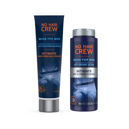 No Hair Crew | Intimate Bundle | Includes Hair Removal Depilatory Cream for Men and Dry & Fresh Body Powder for Sweat and Odor Control