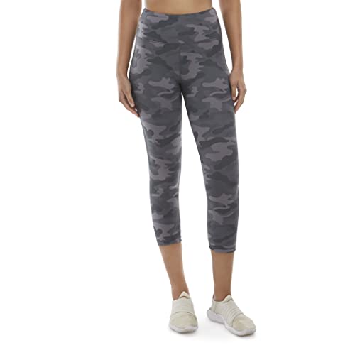 Danskin Women's Capri Legging, Grey Camo Print, X-Large