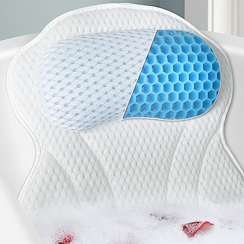 Bathtub Bath Pillows for Tub - Bath Tub Pillow Headrest with Ergonomic TPE, Bathtub Pillow for Neck & Back Support with Strong Suction Cups & Hook