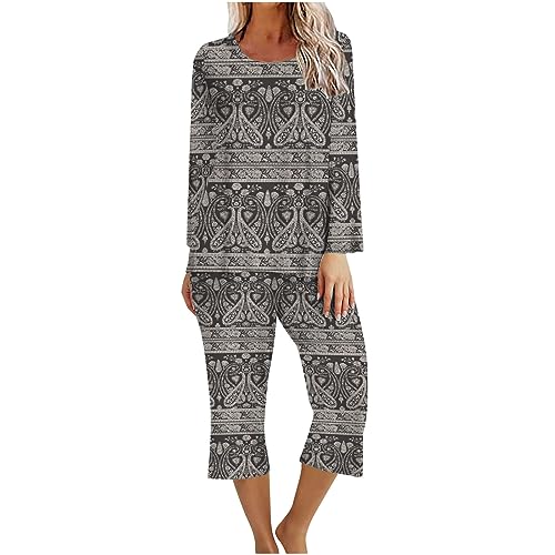 Make A Payment On My Amazon Account Plus Size Pajamas for Women 3X Long Sleeve Sleepwear Tops Capri Pants Cute Print Loungewear with Pockets Recent Order Placed by Me