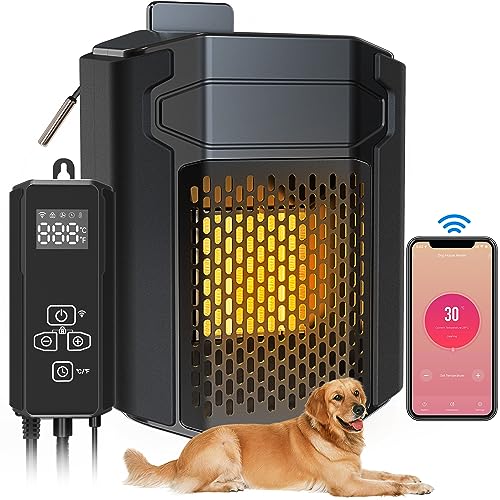 500Watt Dog House Heater With Thermostat WIFI Control for Outside, Chicken Coop Heaters with APP Remote Control, Rapid Heat on Cold Winter for Outdoor Kennel, Large Heating Coverage: 125 cubic feet