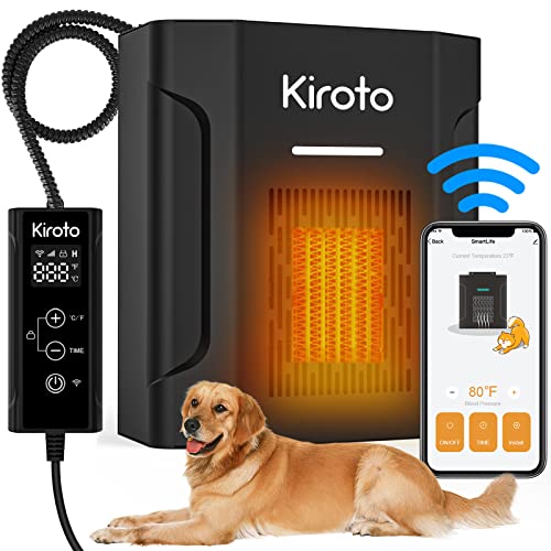 Dog House Heater for Outside with Thermostat& WIFI, Chicken Coop Heaters with APP Remote Control Heated Insulated Kennel, 300Watt Pet Safe Winter for Outdoor with Adjustable Temperature &Timer