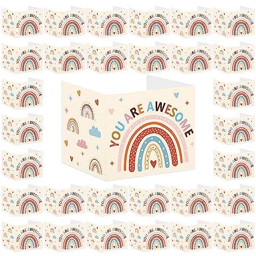 Whaline 30Pcs Privacy Boards Boho Classroom Desk Dividers Colorful Rainbow Heart You are Awesome Desk Privacy Panel Privacy Folders Screen Partition for School Teacher Student Desk Test Supplies