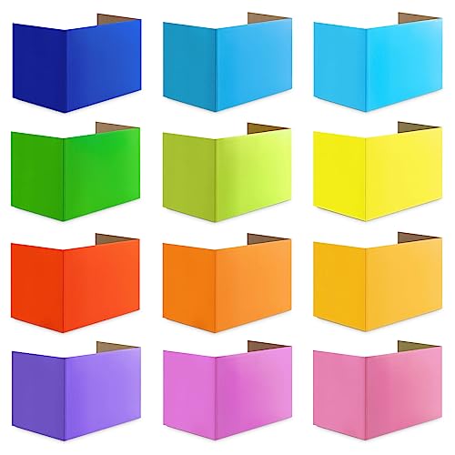 SATINIOR 12 Pcs Privacy Boards for Student Desks Classroom Desk Divider Trifold Table Desk Privacy Panel Privacy Folders for Students Desk Partition Study Carrel School Teacher 12 Colors, 16 x 12 in