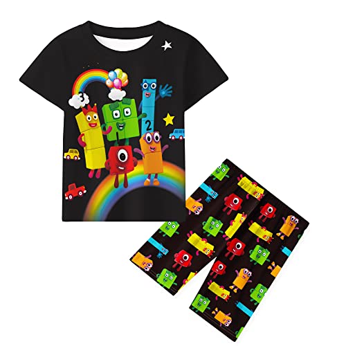 Didadi Kid's Long Shirt Pants Sets Costume Cartoon Home Daily Playwear Causal Wear, B-black, 7-8 Years