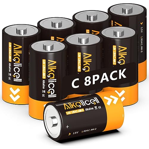 C Cell Batteries, C Batteries LR14 Heavy Duty Batteries Size C for LED Flashlight Toys (8-Count)