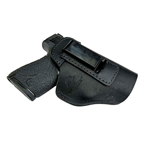 Relentless Tactical The Defender Leather IWB Holster | Made in USA | Fits Glock 17 19 19X 22 26 43 43X 45 | Taurus GC3 | S&W M&P Shield | Canik TP9 Elite | Plus All Similar Sized Handguns | Black RH
