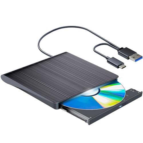 External Blu-ray Drive External Blu-ray BurnerCompatible with DVD CD Drive Portable 3DBlu-ray Burner with USB3.0 and Type-C Port, Suitable for Windows XP/7/8/10 MacOS for MacBook PC,Silent Highspeedul