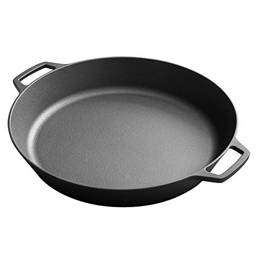 EDGING CASTING Pre-Seasoned Cast Iron Skillet, Large 15" Dual Handle Frying Pan for Bread, Baking,Pizza, Outdoor Cooking, Camping, Grill, Stovetop, Oven Safe Cookware