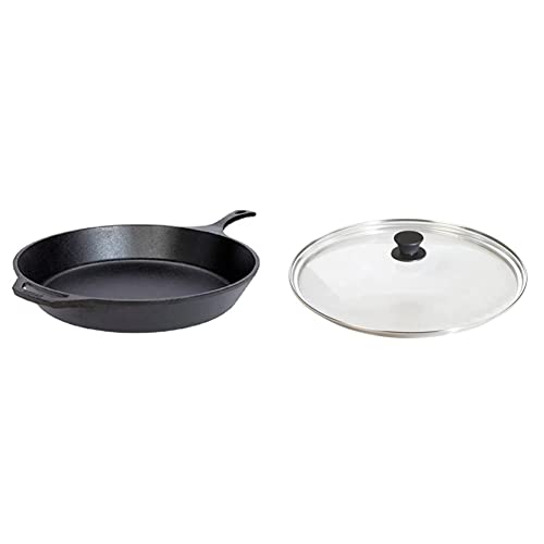 Lodge L14SK3 15-Inch Pre-Seasoned Cast-Iron Skillet & Tempered Glass Lid (15 Inch)  Fits 15 Inch Cast Iron Skillets and 14 Inch Cast Iron Woks