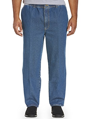 HARBOR BAY by DXL Big and Tall Full-Elastic Waist Jeans, Medium Stonewash, 3X Waist/28 Inseam