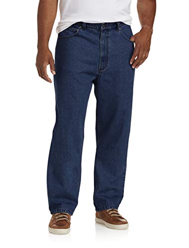 Harbor Bay by DXL Big and Tall Rugged Loose-Fit Jeans, Dark Wash, 60W X 30L