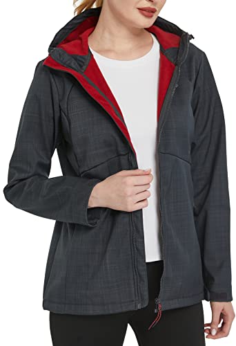SVACUAM Women's Fleece Lined Softshell Waterproof Jacket Lightweight Anorak Hiking Coat(Antracite,M)