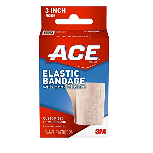 ACE 3" Elastic Bandage Wrap with Hook Closure, Beige, 2 Count