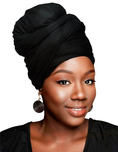 African Head Wraps Turbans Stretch Jersey Knit Headwraps Wrap Turban Scarf Tie for Black Women
