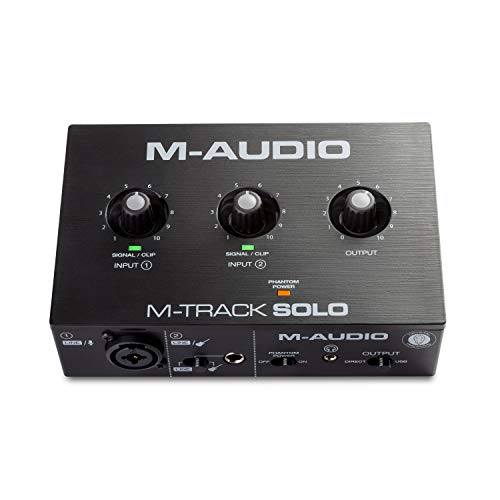 M-Audio M-Track Solo  USB Audio Interface for Recording, Streaming and Podcasting with XLR, Line and DI Inputs, Plus a Software Suite Included