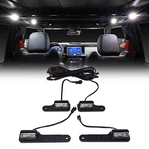 IAG 4PC Interior LED Dome Light Kit with Harness fits Ford Bronco 21-23+ (2 Door Hardtop or 4 Door with Soft Top) White