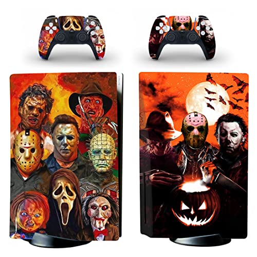 Vanknight PS5 Standard Disc Console Controllers Horror Skin Sticker Decals Play Station 5 Console and Controllers Halloween