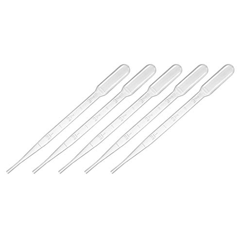 uxcell 20 Pcs Plastic Disposable Pipettes 3ml, Clear Graduated Transfer Pasteur Pipettes, 150mm Length, Liquid Dropper for Lab