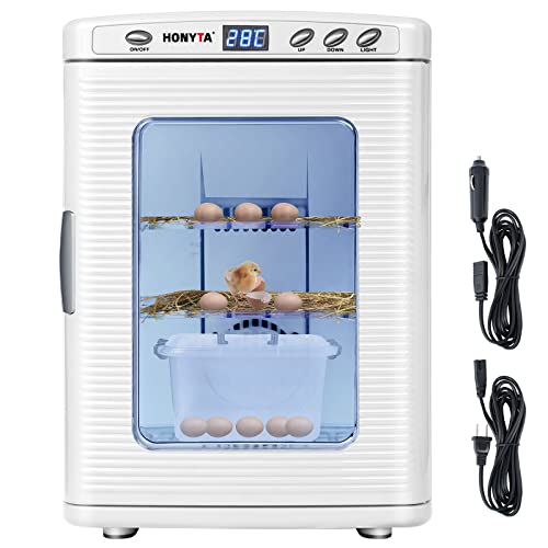 RYFT Incubators for Hatching Eggs, 25L Portable Reptile Scientific Lab Incubator with 5C-60C, 12V/110V Heating and Cooling for Small Reptiles (White)