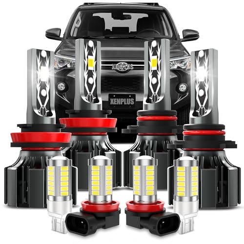 XENPLUS 4Runner Dedicated Bulbs Fit for 4Runner 2010-2020,9005 High Beam H11 Low Beam And H16/H11 Fog Light Bulb +7444 LED bulbs Plug and Play No Errors.8Pcs