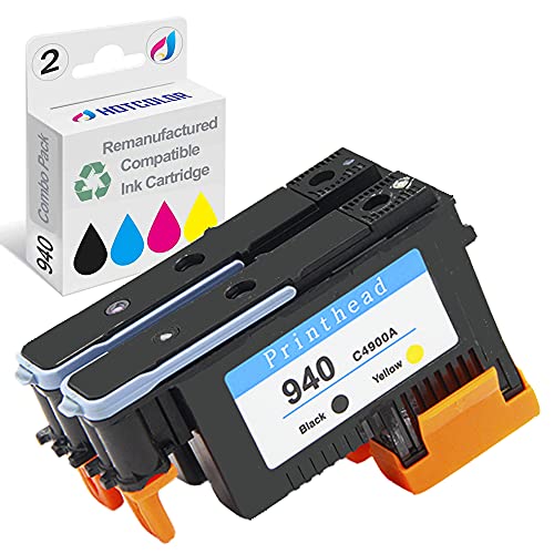 HOTCOLOR 8500 printhead C4900a and C4901a Printheads Replacement for HP 940 Printhead for HP 8500A Officejet pro 8000 8500 8500A Plus 8500A Premium 8500 Printhead (Black/Yellow Cyan/Magenta 2PK)