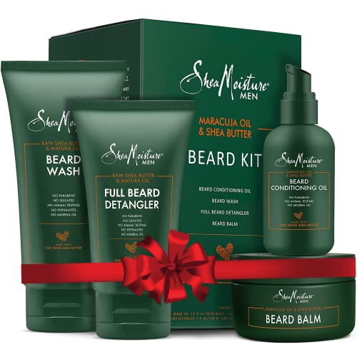 Shea Moisture Beard Kit For Men | Beard Wash | Beard Balm | Beard Oil | Beard Conditioner | Beard Grooming Kit | Gifts For Men | Gifts for Husband | All Natural Ingredients | Shea Butter