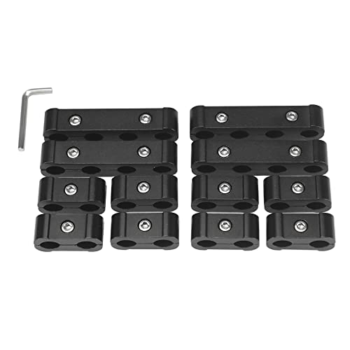 Ucreative Black 12PCS Aluminium Alloy Engine Spark Plug Wire Divider Separator Kit for 8mm 9mm 10mm Wire