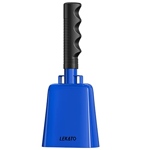 8 Steel Cow Bell, LEKATO Noise Makers Cowbell with Handle for Sport Events Cheering Hand Bell for Football Games,Party, Concert, Graduations, School, Farm Ranch (Blue)