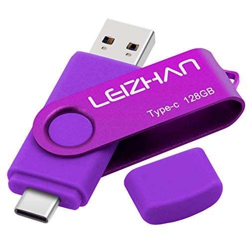 leizhan 128GB USB Flash Drive USB 3.0 Type C Phone Picture Stick for Samsung Galaxy S10+, S10e, S10,S9, Note 9, S8, S8 Plus,Google Pixel XL Thumb Drive, Purple